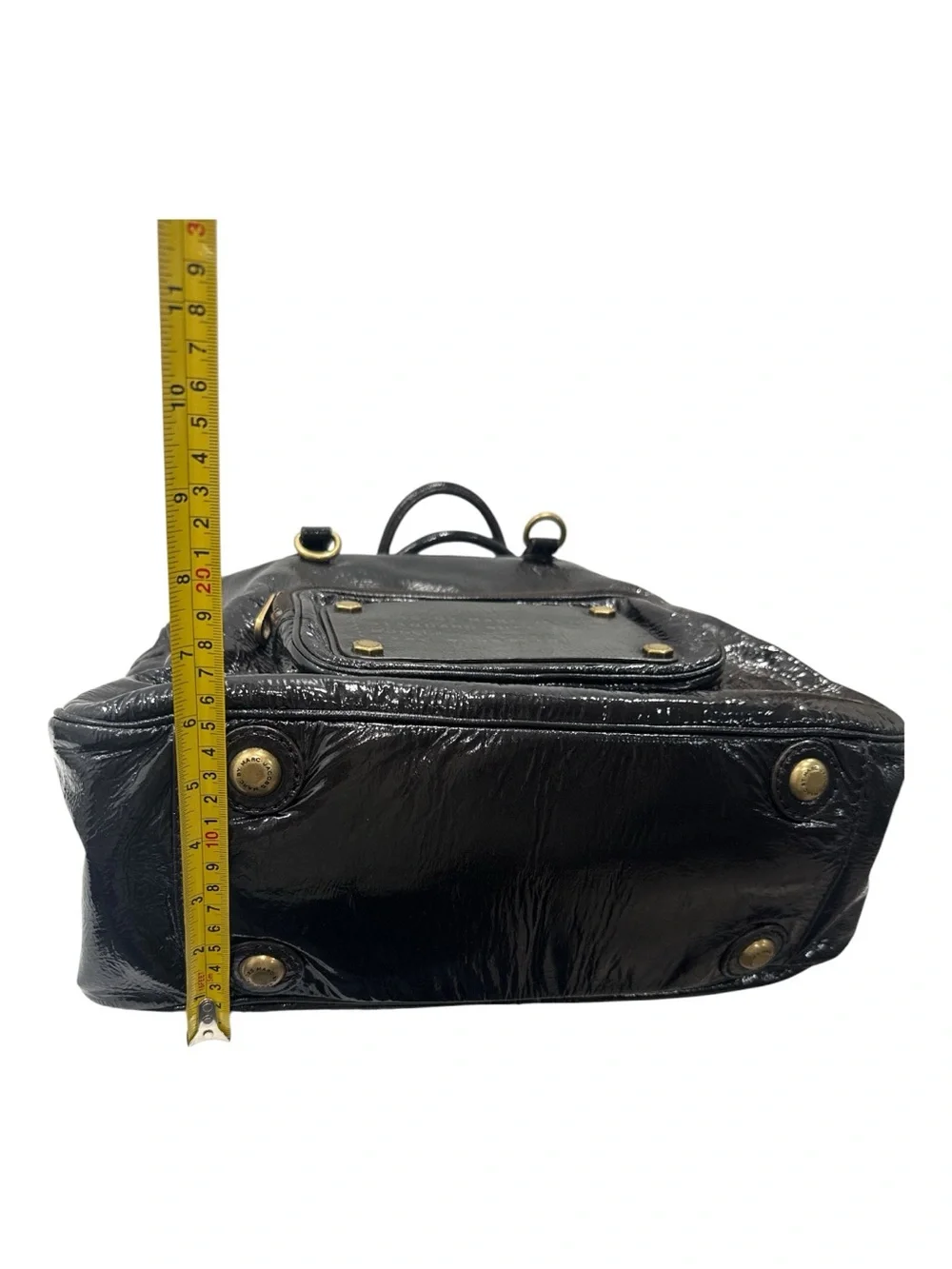 Marc by Marc Jacobs Black Patent Leather Tote with Front Pocket